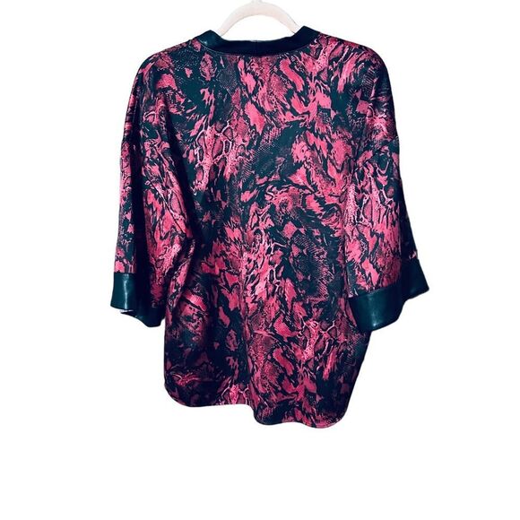 Marc New York Pink Floral Satin Kimono Style Half Sleeve Top Sz M - Picture 7 of 8
